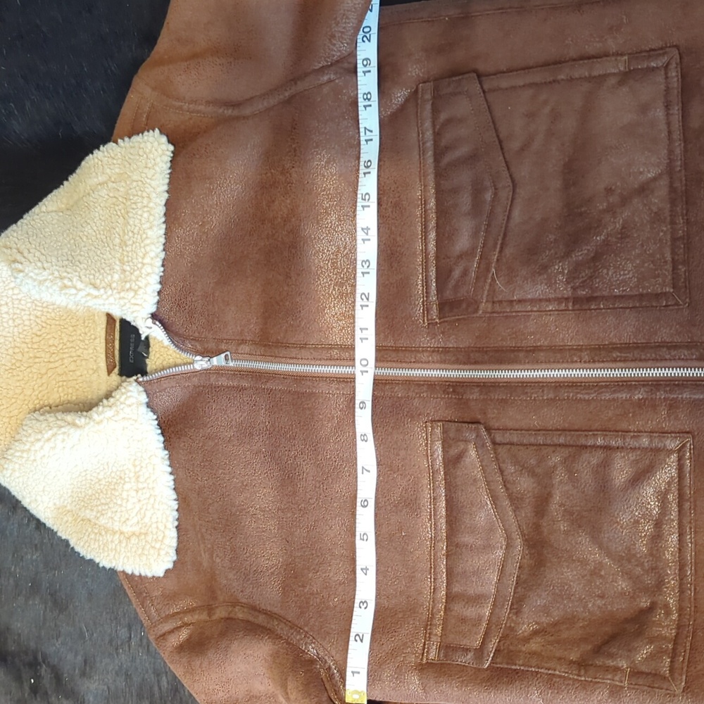 New Without Tags Express Brown and Cream Teddy Jacket with Sherpa Lining XS - Picture 4 of 13